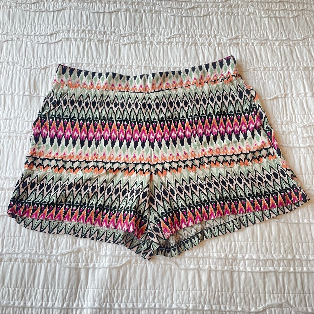 Wildfox High Waist Geometric Pattern Shorts - Pink, Orange, Black